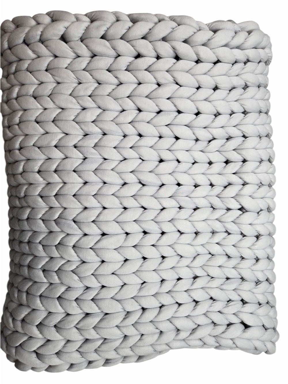 QUINCE Chunky Knit Weighted Blanket Light Grey 0879